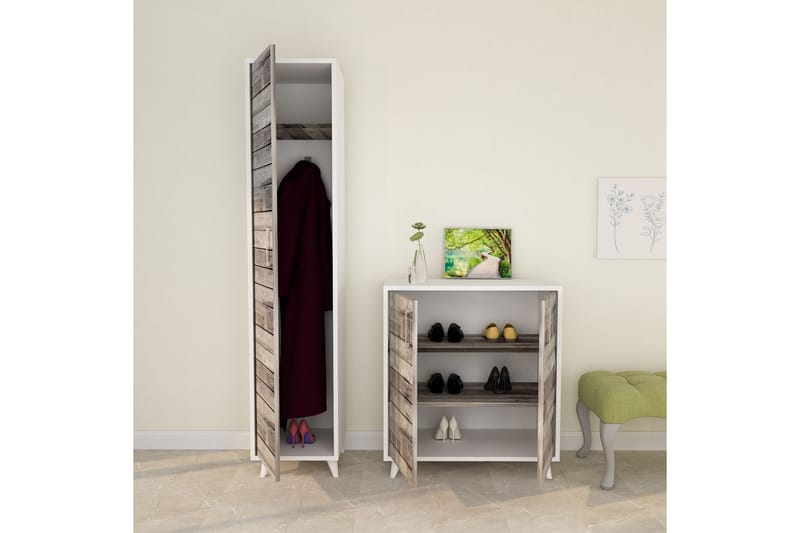 ORKGINIA Hallmöbelset 195x40 cm Natur/Vit - Möbler - Hall & entré - Möbelset för hall & entré
