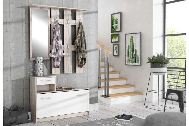 ORRSLAKE Hallmöbelset 98x180 cm Beige/Brun/Vit - Möbler - Hall & entré - Möbelset för hall & entré