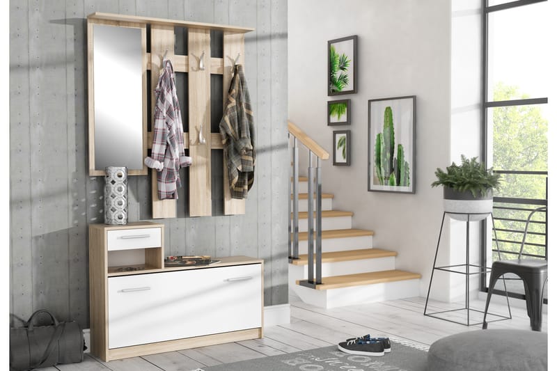 ORRSLAKE Hallmöbelset 98x180 cm Beige/Vit - Möbler - Hall & entré - Möbelset för hall & entré
