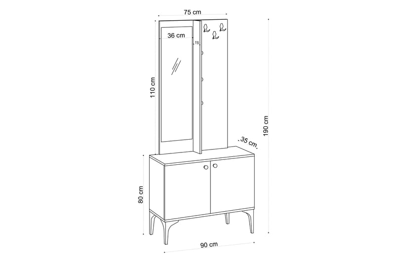 QAVINE Hallmöbelset 35x90 cm Natur/Vit - Möbler - Hall & entré - Möbelset för hall & entré