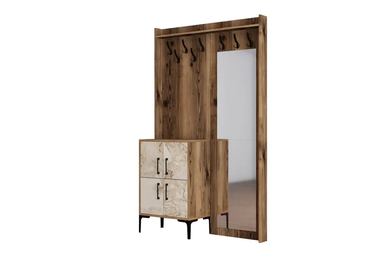 Retzow Hallmöbelset 120 cm - Brun/Vit - Möbler - Hall & entré - Möbelset för hall & entré
