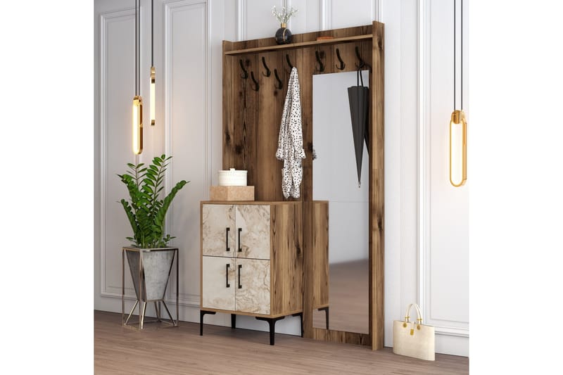 Retzow Hallmöbelset 120 cm - Brun/Vit - Möbler - Hall & entré - Möbelset för hall & entré