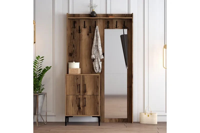 Retzow Hallmöbelset 120 cm - Mörkbrun - Möbler - Hall & entré - Möbelset för hall & entré