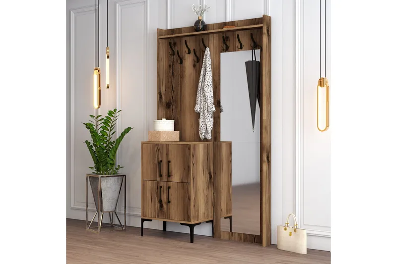 Retzow Hallmöbelset 120 cm - Mörkbrun - Möbler - Hall & entré - Möbelset för hall & entré