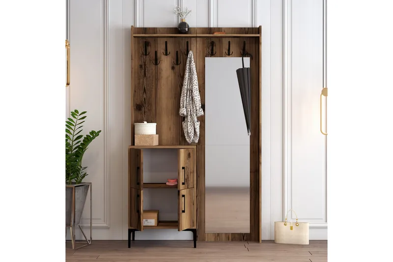 Retzow Hallmöbelset 120 cm - Mörkbrun - Möbler - Hall & entré - Möbelset för hall & entré