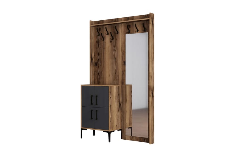 Retzow Hallmöbelset 120 cm - Mörkbrun/Antracit - Möbler - Hall & entré - Möbelset för hall & entré