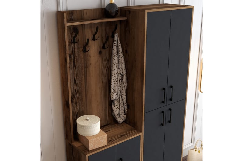 Retzow Hallmöbelset 120 cm - Mörkbrun/Antracit - Möbler - Hall & entré - Möbelset för hall & entré