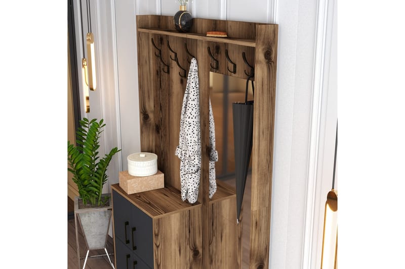 Retzow Hallmöbelset 120 cm - Mörkbrun/Antracit - Möbler - Hall & entré - Möbelset för hall & entré