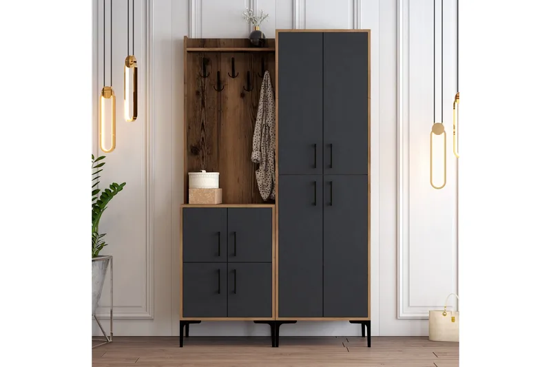 Retzow Hallmöbelset 120 cm - Mörkbrun/Antracit - Möbler - Hall & entré - Möbelset för hall & entré