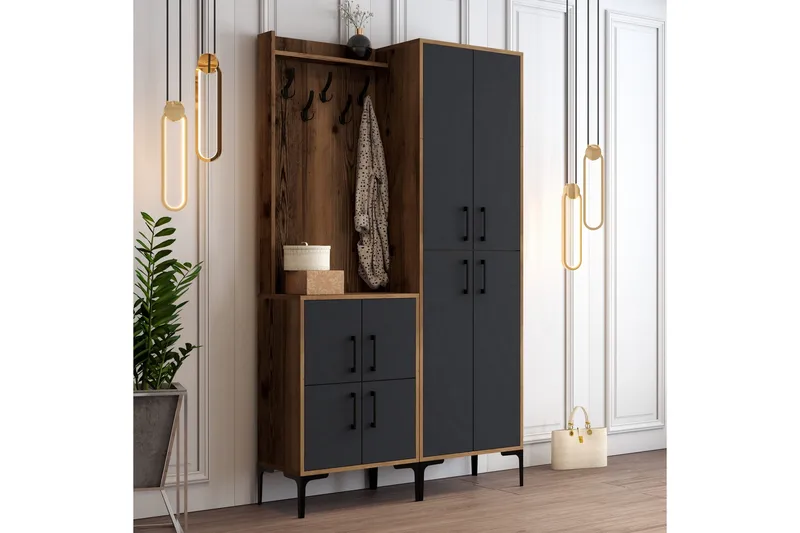 Retzow Hallmöbelset 120 cm - Mörkbrun/Antracit - Möbler - Hall & entré - Möbelset för hall & entré