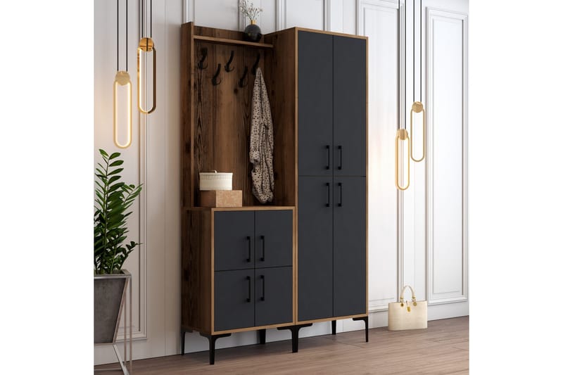 Retzow Hallmöbelset 120 cm - Mörkbrun/Antracit - Möbler - Hall & entré - Möbelset för hall & entré