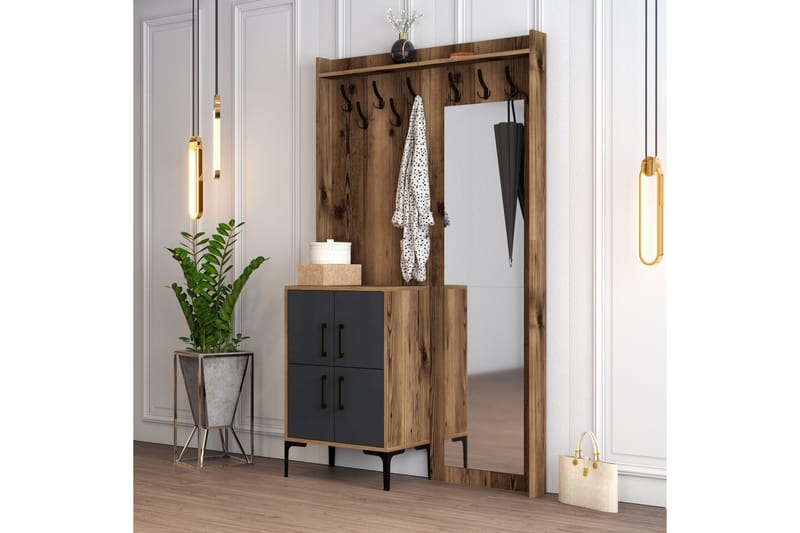 Retzow Hallmöbelset 120 cm - Mörkbrun/Antracit - Möbler - Hall & entré - Möbelset för hall & entré