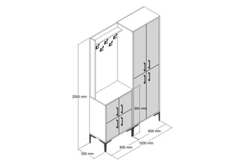 Retzow Hallmöbelset 120 cm - Mörkbrun/Antracit - Möbler - Hall & entré - Möbelset för hall & entré