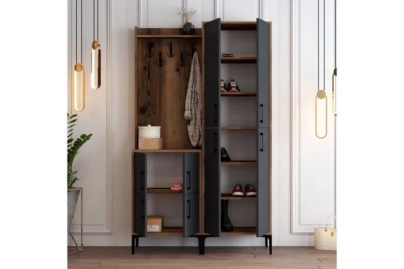 Retzow Hallmöbelset 120 cm - Mörkbrun/Antracit - Möbler - Hall & entré - Möbelset för hall & entré