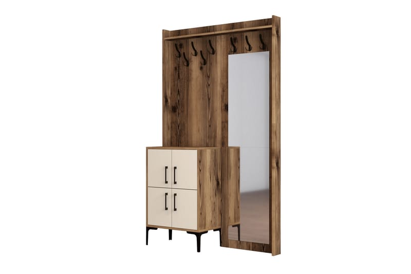 Retzow Hallmöbelset 120 cm - Mörkbrun/Beige - Möbler - Hall & entré - Möbelset för hall & entré