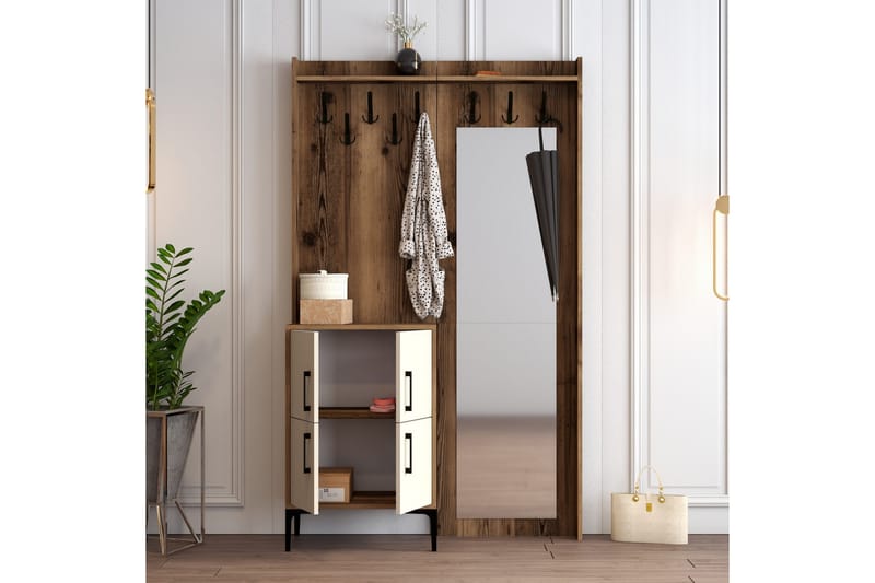 Retzow Hallmöbelset 120 cm - Mörkbrun/Beige - Möbler - Hall & entré - Möbelset för hall & entré