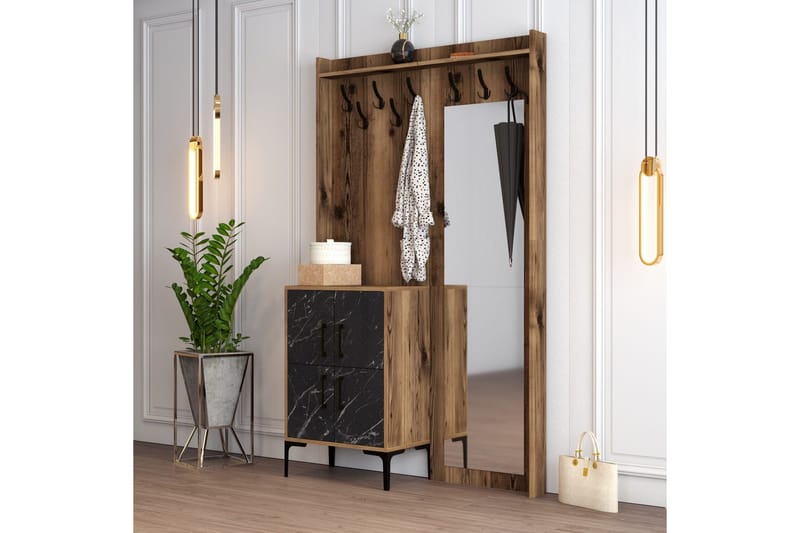 Retzow Hallmöbelset 120 cm - Mörkbrun/Svart - Möbler - Hall & entré - Möbelset för hall & entré