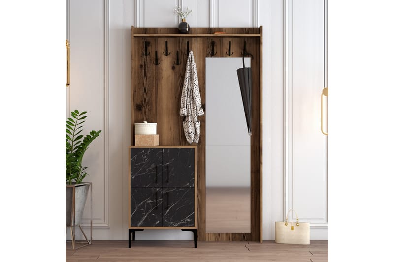 Retzow Hallmöbelset 120 cm - Mörkbrun/Svart - Möbler - Hall & entré - Möbelset för hall & entré