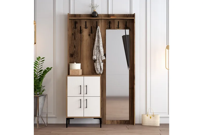 Retzow Hallmöbelset 120 cm - Mörkbrun/Vit - Möbler - Hall & entré - Möbelset för hall & entré