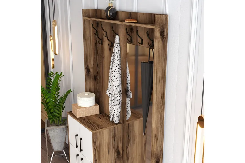 Retzow Hallmöbelset 120 cm - Mörkbrun/Vit - Möbler - Hall & entré - Möbelset för hall & entré