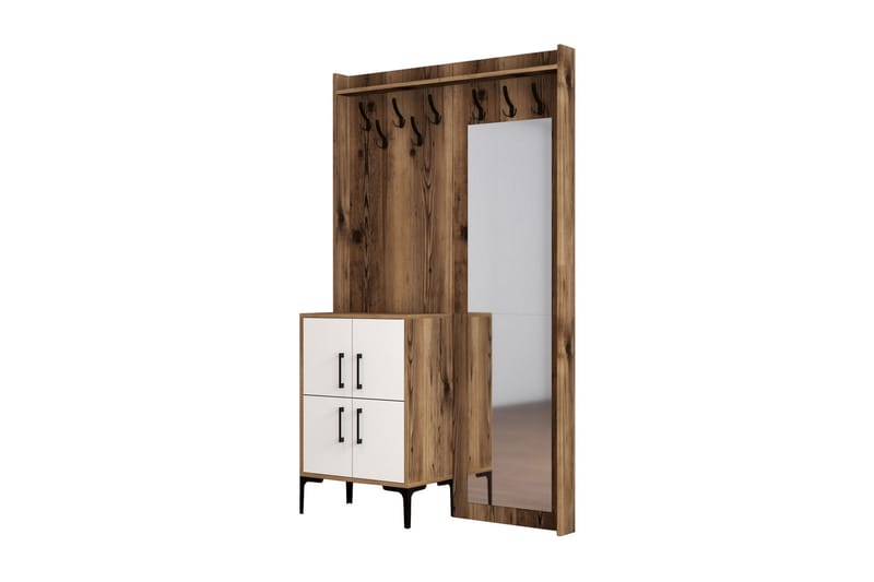 Retzow Hallmöbelset 120 cm, Mörkbrun/Vit