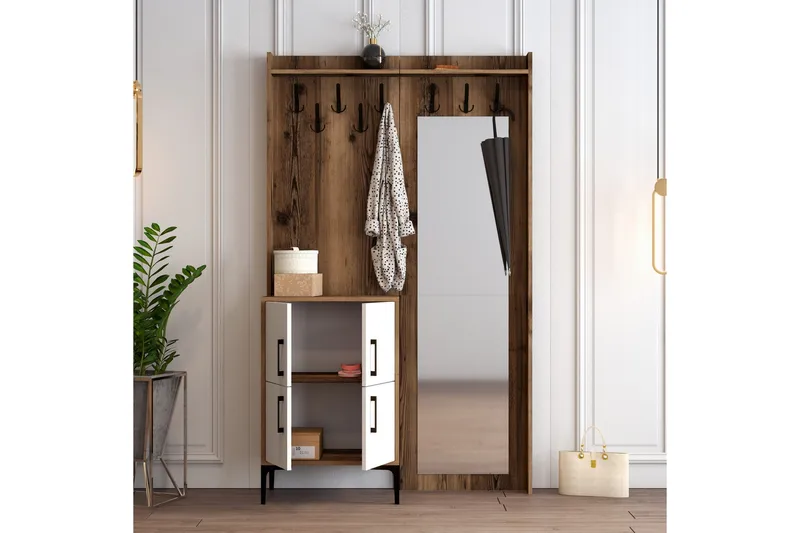 Retzow Hallmöbelset 120 cm - Mörkbrun/Vit - Möbler - Hall & entré - Möbelset för hall & entré