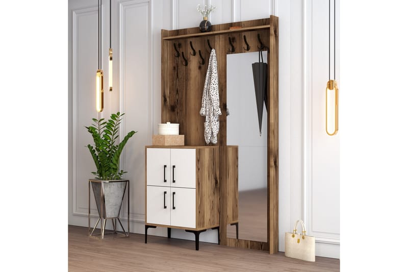 Retzow Hallmöbelset 120 cm - Mörkbrun/Vit - Möbler - Hall & entré - Möbelset för hall & entré