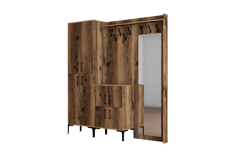Retzow Hallmöbelset 180 cm - Mörkbrun - Möbler - Hall & entré - Möbelset för hall & entré