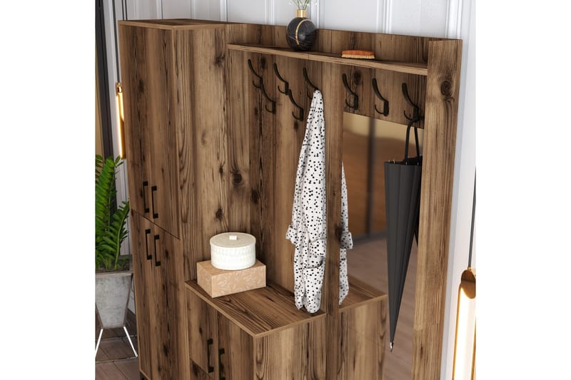 Retzow Hallmöbelset 180 cm - Mörkbrun - Möbler - Hall & entré - Möbelset för hall & entré