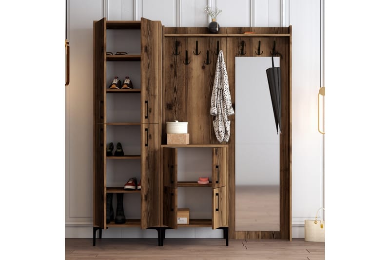 Retzow Hallmöbelset 180 cm - Mörkbrun - Möbler - Hall & entré - Möbelset för hall & entré
