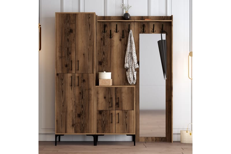 Retzow Hallmöbelset 180 cm - Mörkbrun - Möbler - Hall & entré - Möbelset för hall & entré