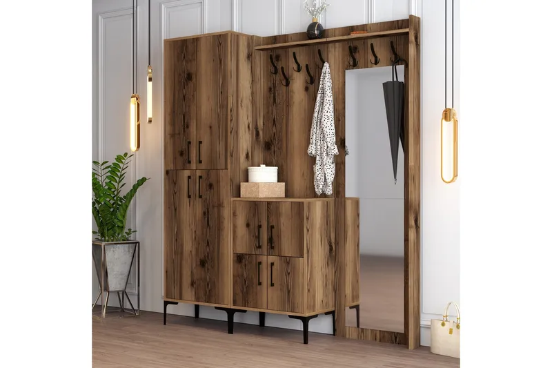 Retzow Hallmöbelset 180 cm - Mörkbrun - Möbler - Hall & entré - Möbelset för hall & entré