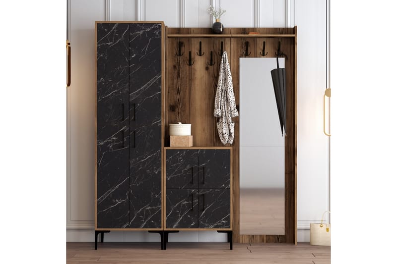 Retzow Hallmöbelset 180 cm - Mörkbrun/Svart - Möbler - Hall & entré - Möbelset för hall & entré