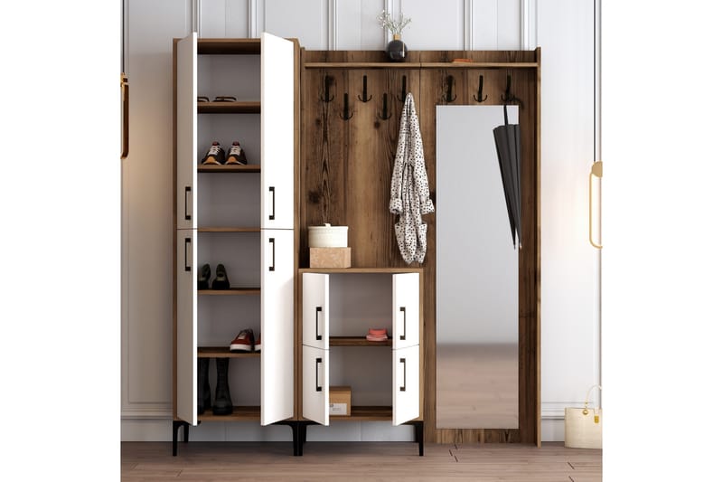 Retzow Hallmöbelset 180 cm - Mörkbrun/Vit - Möbler - Hall & entré - Möbelset för hall & entré