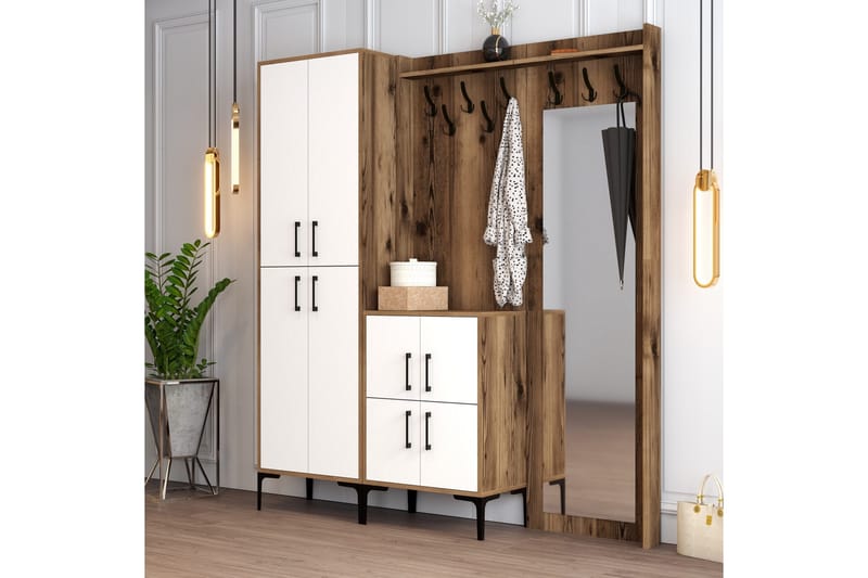 Retzow Hallmöbelset 180 cm - Mörkbrun/Vit - Möbler - Hall & entré - Möbelset för hall & entré