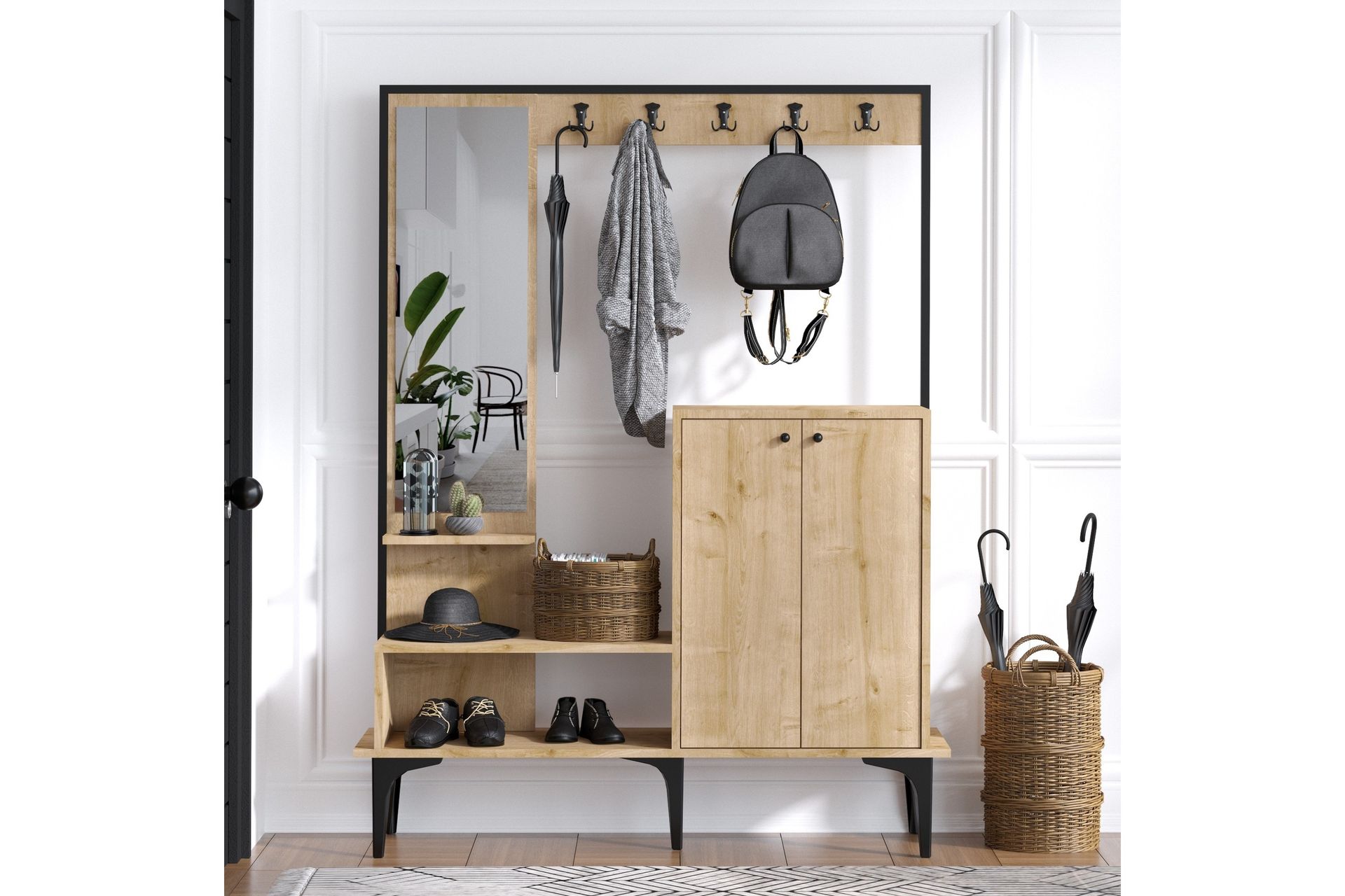 RIXLING Hallmöbelset 35x114 cm Natur/Vit - Möbler - Hall & entré - Möbelset för hall & entré