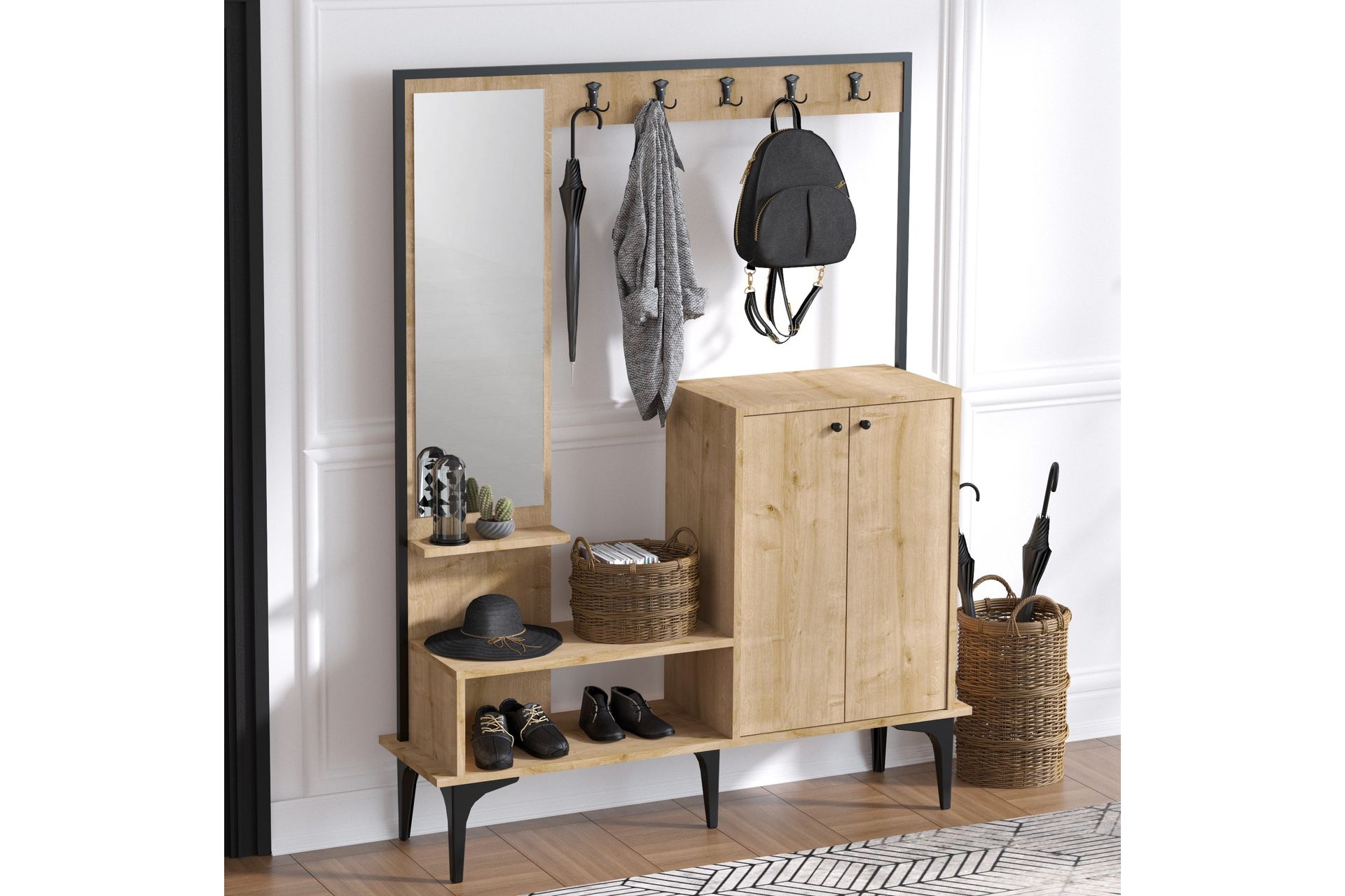 RIXLING Hallmöbelset 35x114 cm Natur/Vit - Möbler - Hall & entré - Möbelset för hall & entré