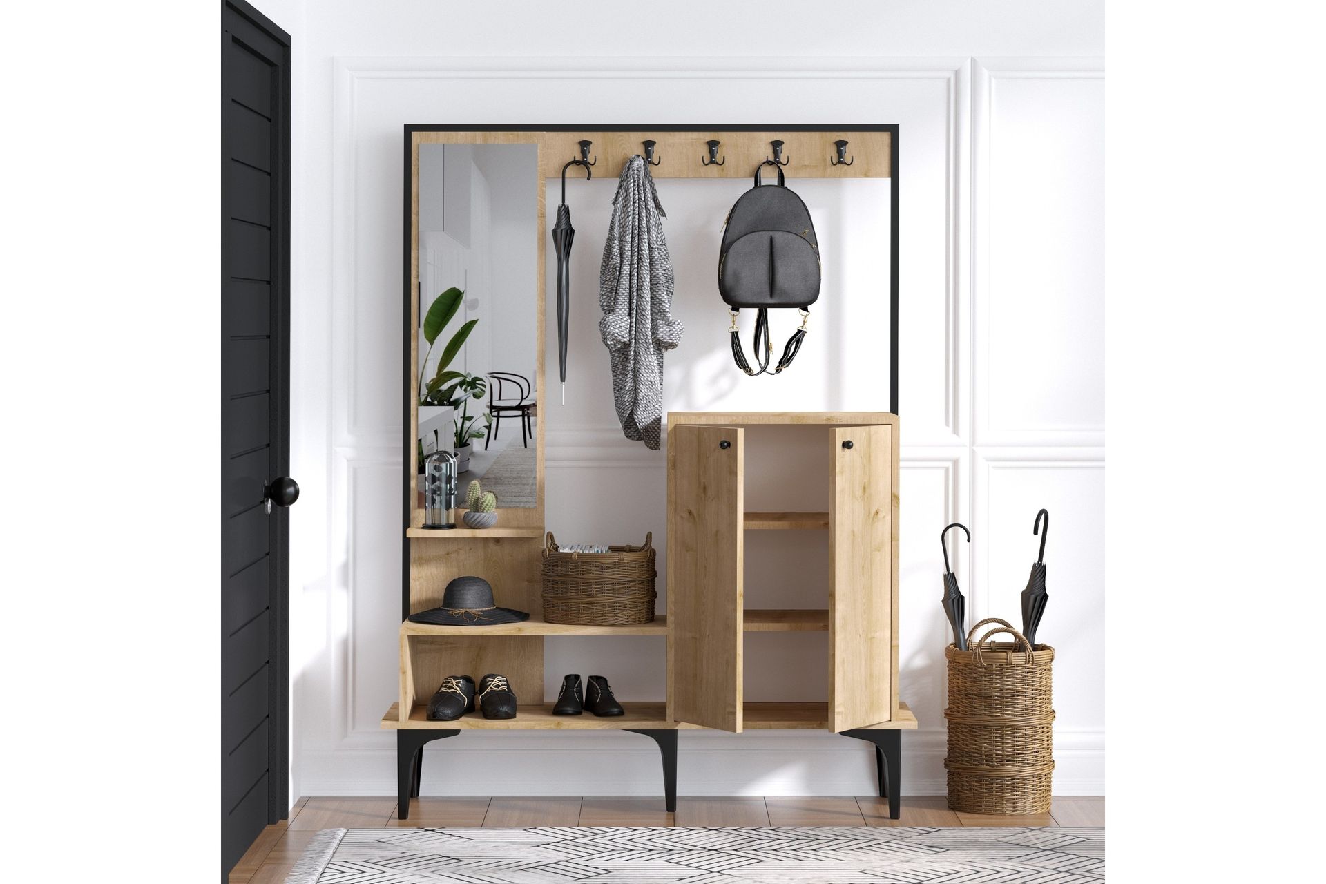 RIXLING Hallmöbelset 35x114 cm Natur/Vit - Möbler - Hall & entré - Möbelset för hall & entré