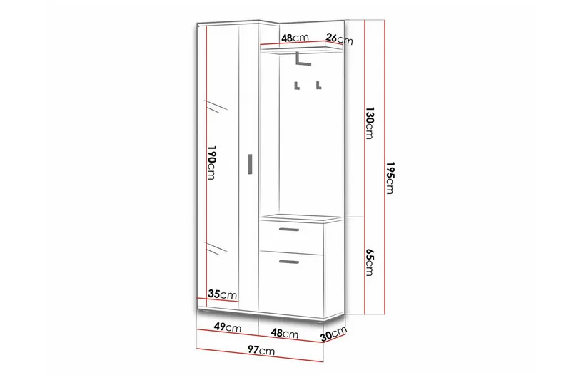 Rosehall Hallmöbelset 97x30 cm 195x - Möbler - Hall & entré - Möbelset för hall & entré