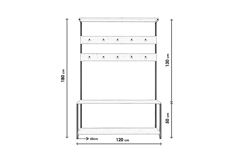 SALONTA Hallmöbelset 120 cm Mörkbrun - Möbelset för hall & entré