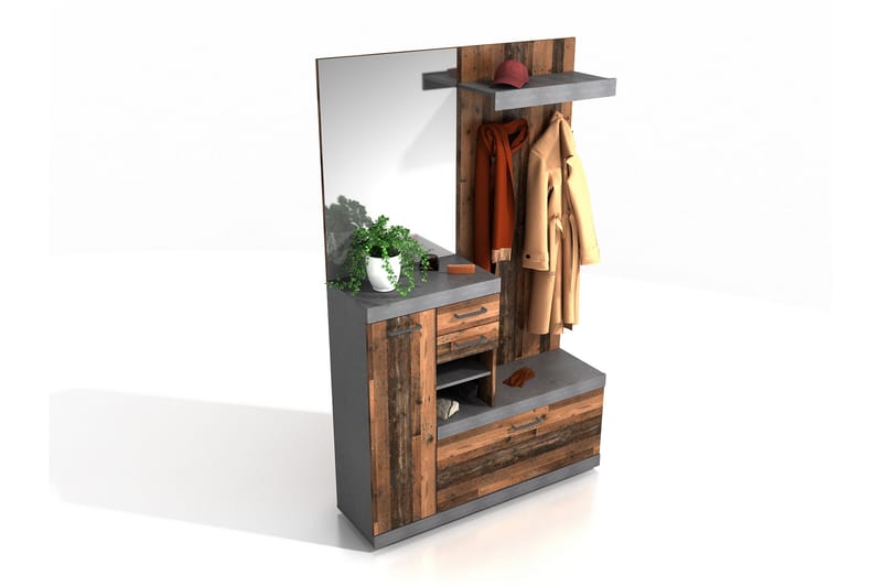 Samekia Garderob 120 cm - Vit/Grå - Möbler - Hall & entré - Möbelset för hall & entré