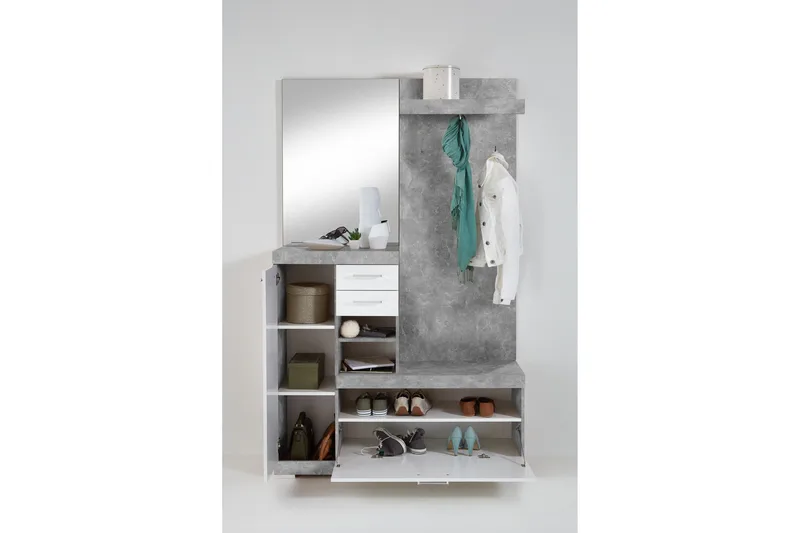 Samekia Garderob 120 cm - Vit/Grå - Möbler - Hall & entré - Möbelset för hall & entré