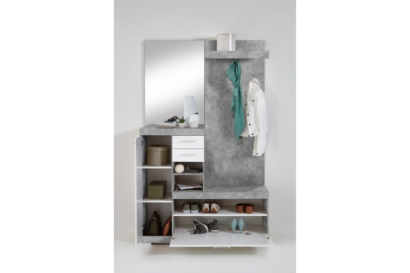 Samekia Garderob 120 cm - Vit/Grå - Möbler - Hall & entré - Möbelset för hall & entré