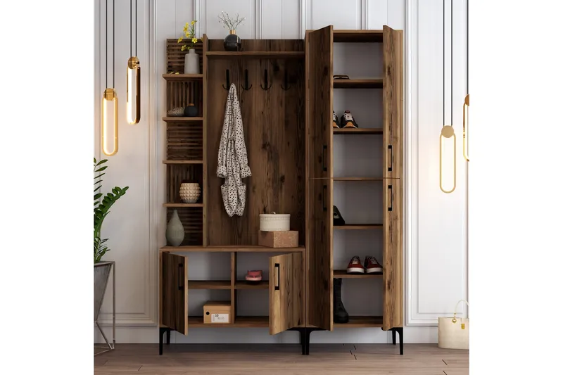 Schmida Hallmöbelset 150 cm - Mörkbrun - Möbler - Hall & entré - Möbelset för hall & entré