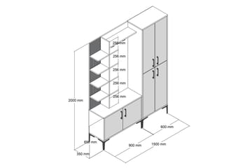 Schmida Hallmöbelset 150 cm - Mörkbrun - Möbler - Hall & entré - Möbelset för hall & entré