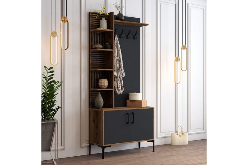 Schmida Hallmöbelset 90 cm - Mörkbrun/Antracit - Möbler - Hall & entré - Möbelset för hall & entré