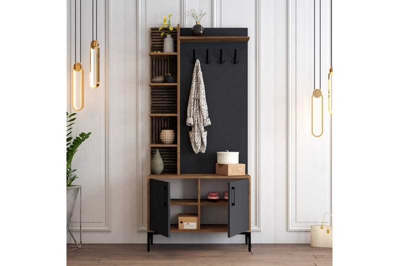 Schmida Hallmöbelset 90 cm - Mörkbrun/Antracit - Möbler - Hall & entré - Möbelset för hall & entré