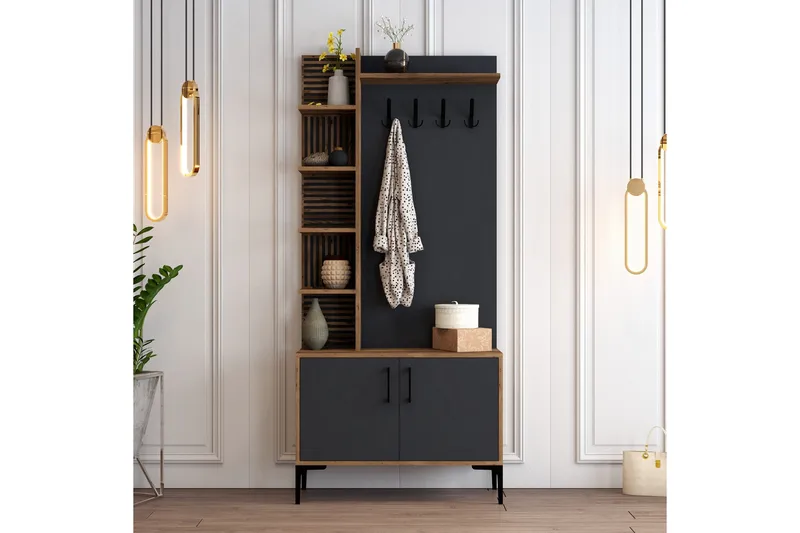 Schmida Hallmöbelset 90 cm - Mörkbrun/Antracit - Möbler - Hall & entré - Möbelset för hall & entré