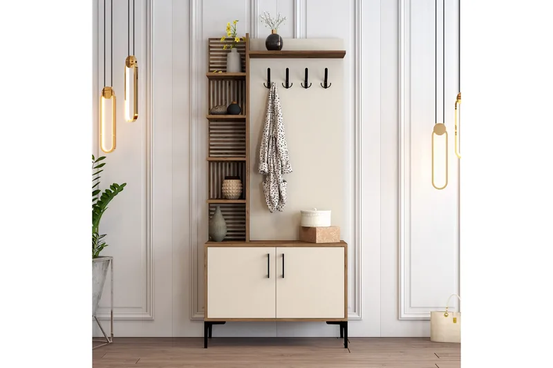 Schmida Hallmöbelset 90 cm - Mörkbrun/Beige - Möbler - Hall & entré - Möbelset för hall & entré