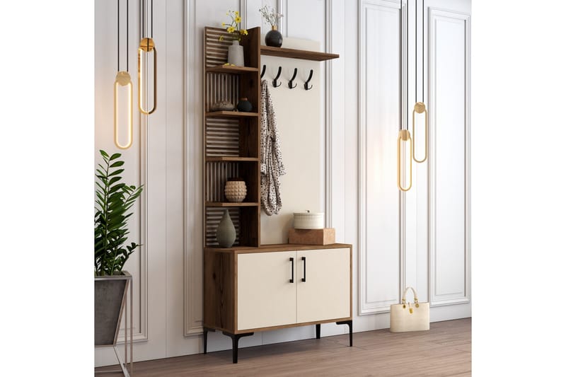 Schmida Hallmöbelset 90 cm - Mörkbrun/Beige - Möbler - Hall & entré - Möbelset för hall & entré